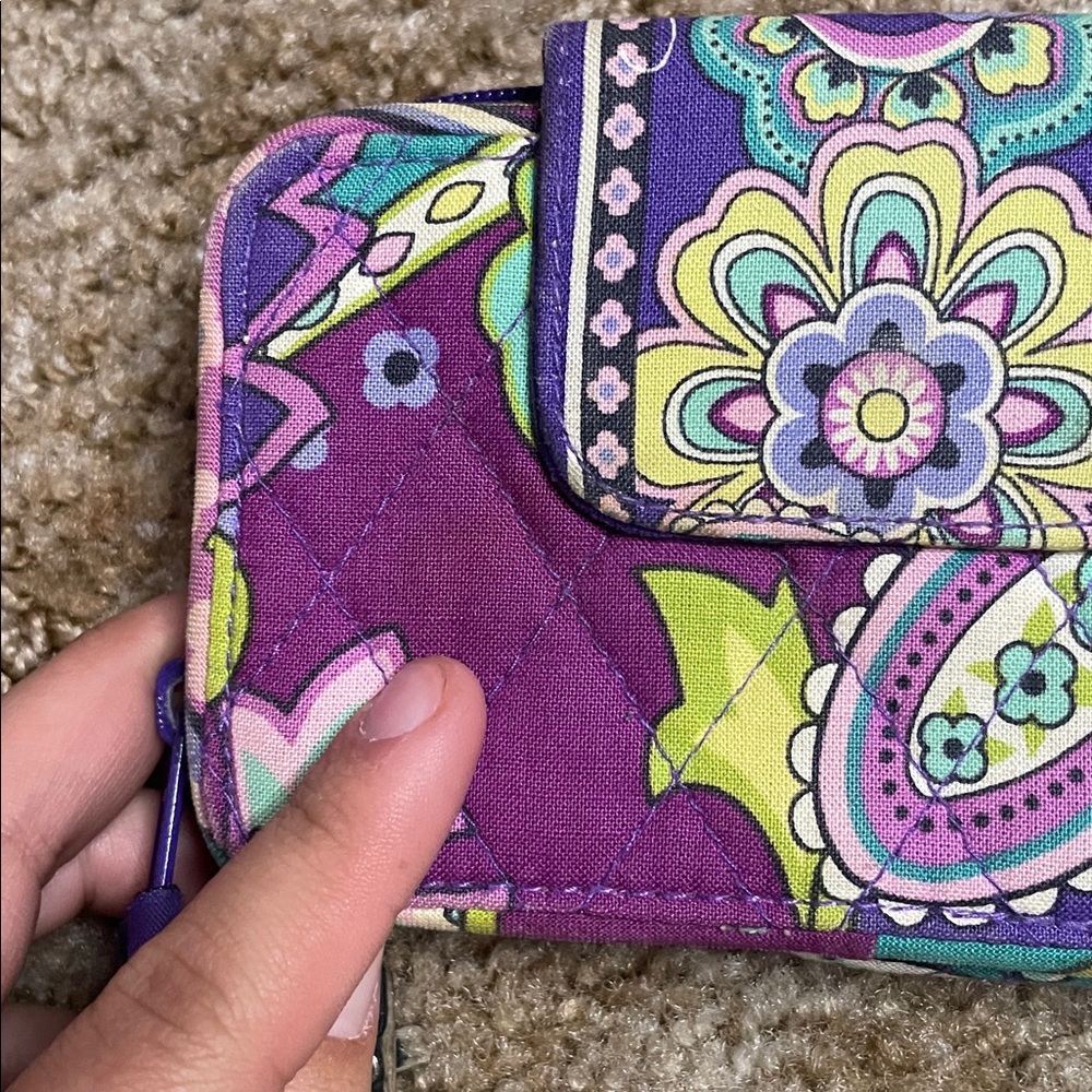 Vera Bradley Purple ID Holder Wallet Wristlet - Picture 6 of 6